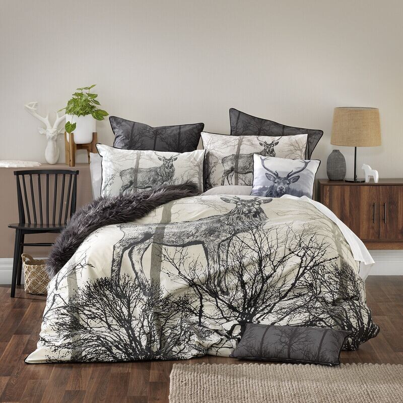 Alpine Deer Black Quilt Cover Set King