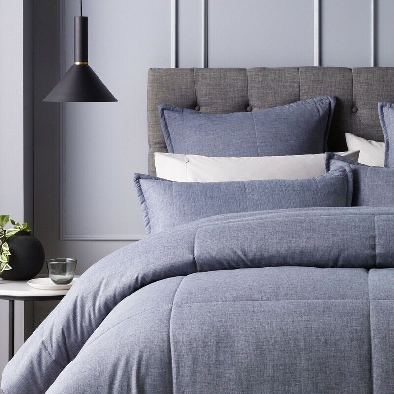 Maynard Comforter Set Blue Super King
