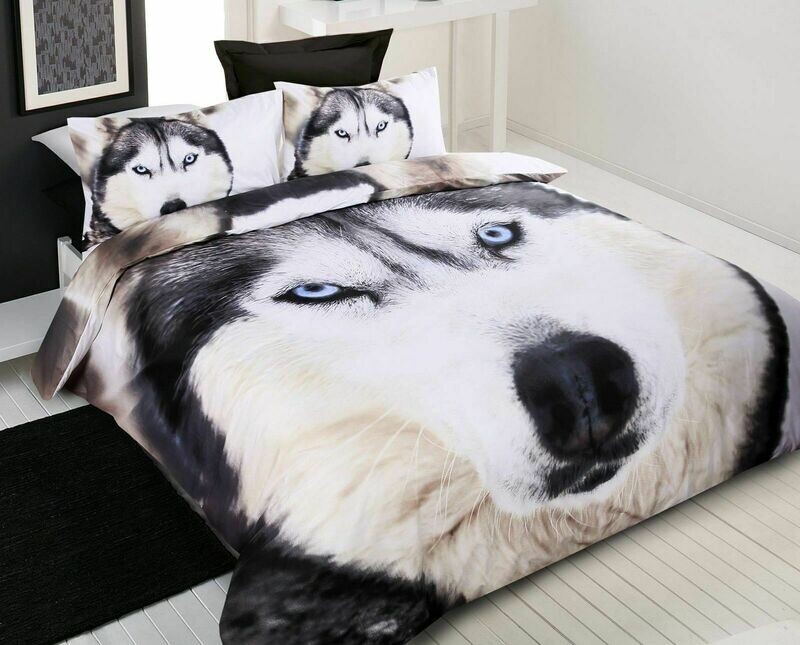 Husky Wolf KING Bed Quilt Cover Set.