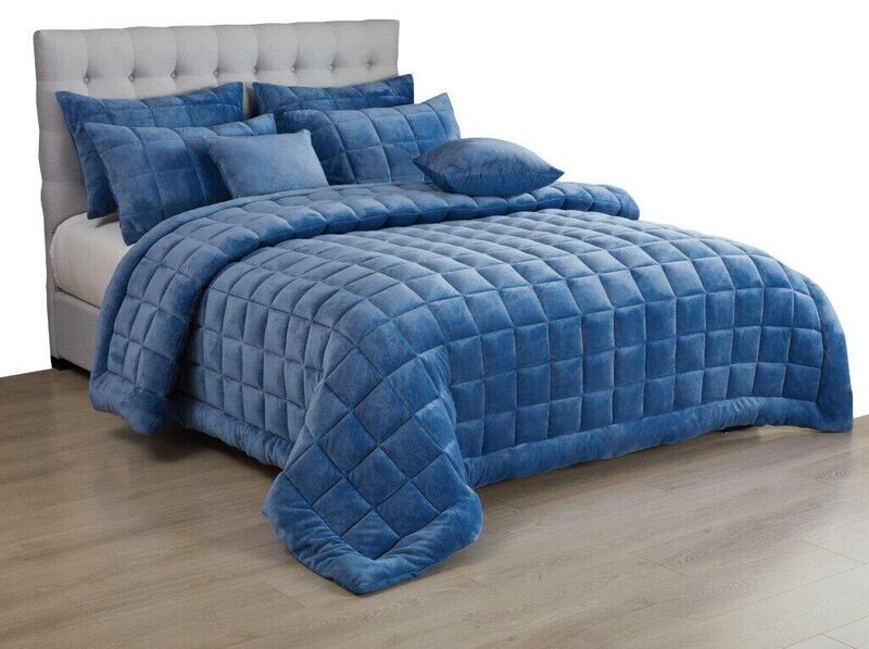 Augusta Mink Quilt Set Blue: Super King
