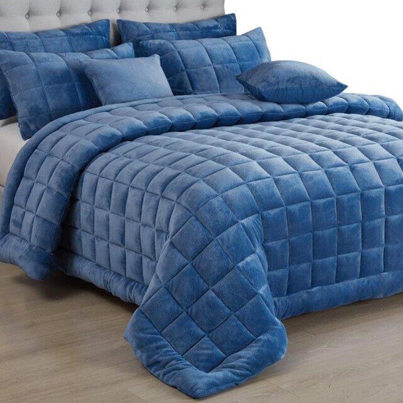 Augusta Mink Quilt Set Blue: Queen