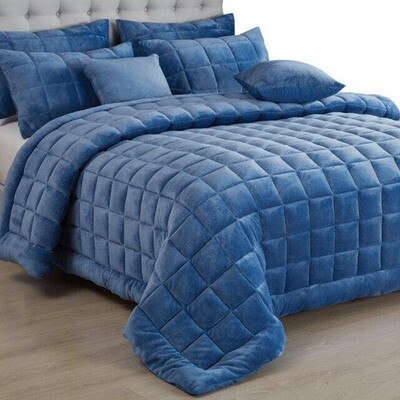 Augusta Mink Quilt Set Blue: Super King