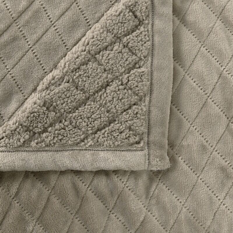 Bianca Mansfield Silver Grey Sherpa Blanket: Queen/King