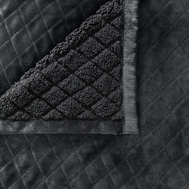 Mansfield Charcoal Sherpa Blanket Single/Double