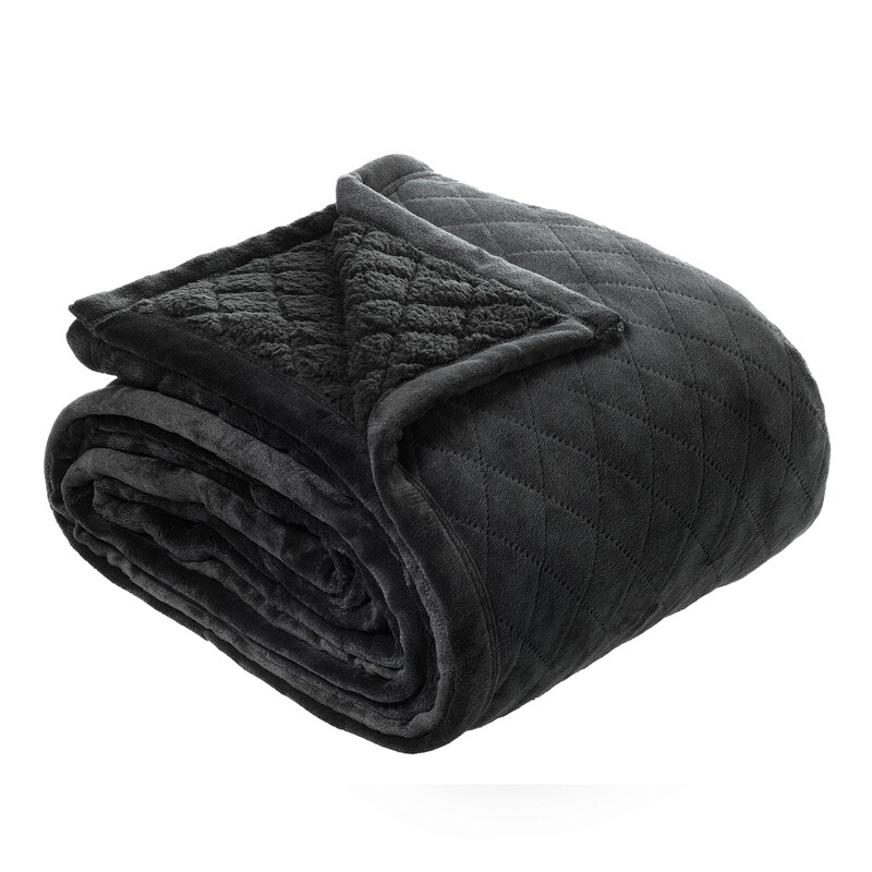 Mansfield Charcoal Sherpa Blanket Queen/King
