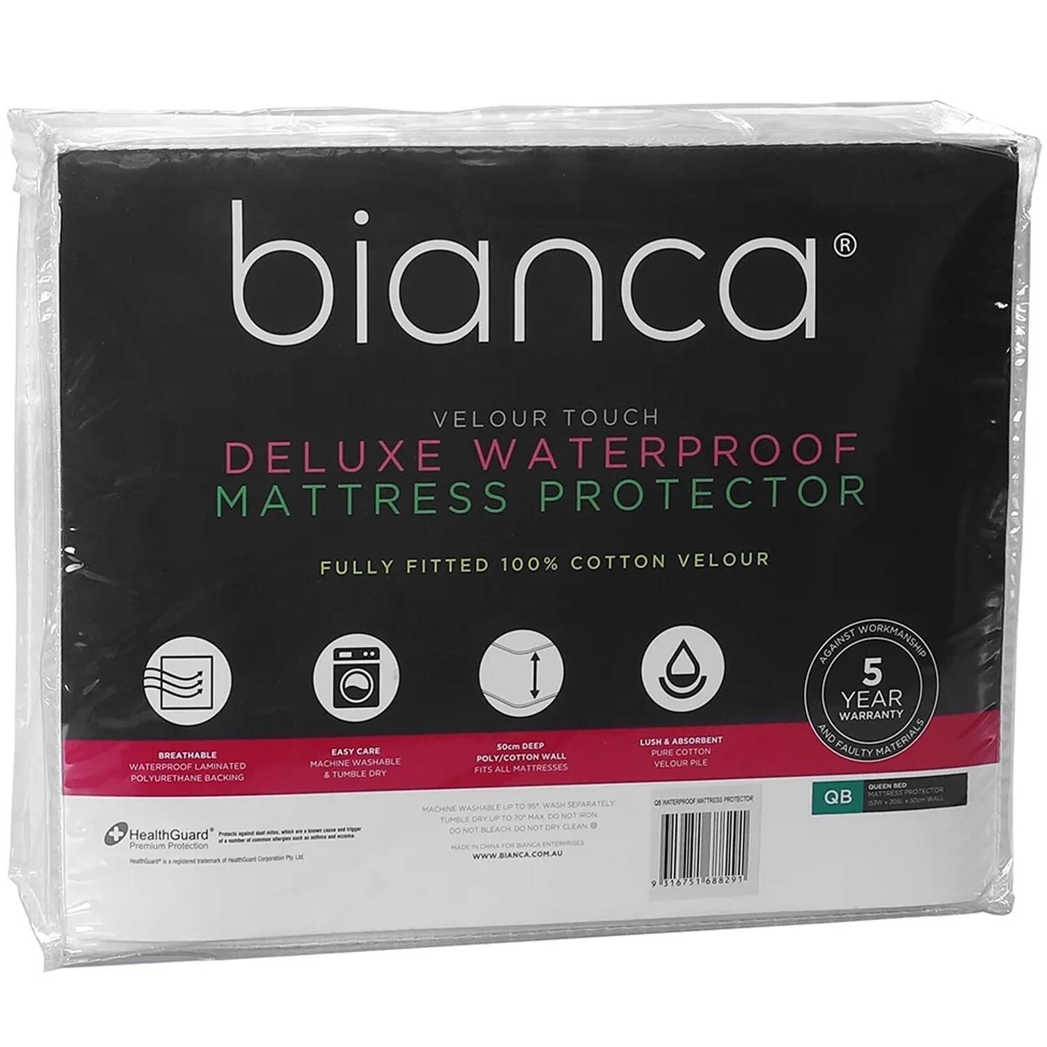 Deluxe Waterproof Cotton Velour Mattress Protector King