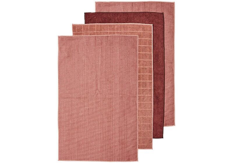 Benson Microfibre 4pk Tea Towel Pink Sand