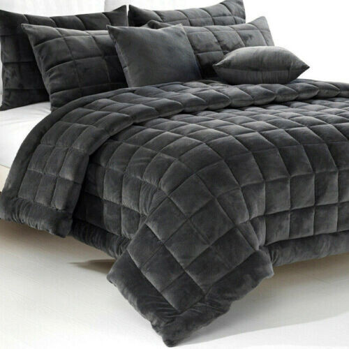 Augusta Charcoal Faux Mink Comforter: King