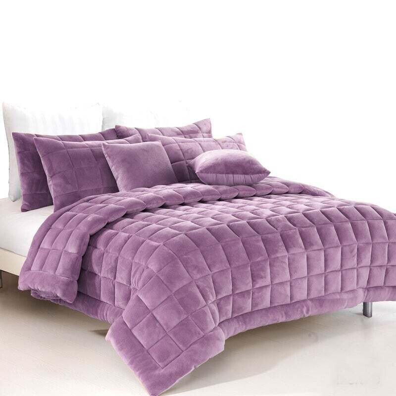 Augusta Lilac Faux Comforter Set: Super King