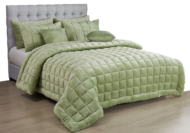 Augusta Sage Faux Mink Comforter Set: King