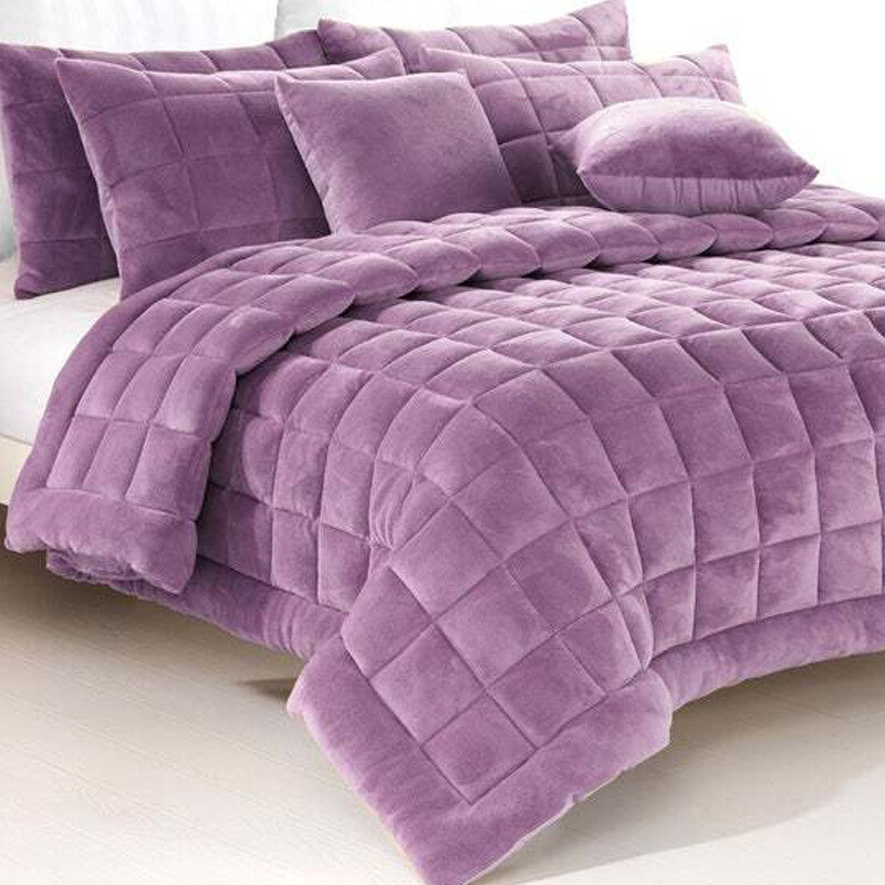 Augusta Lilac Faux Mink Comforter Set: Double