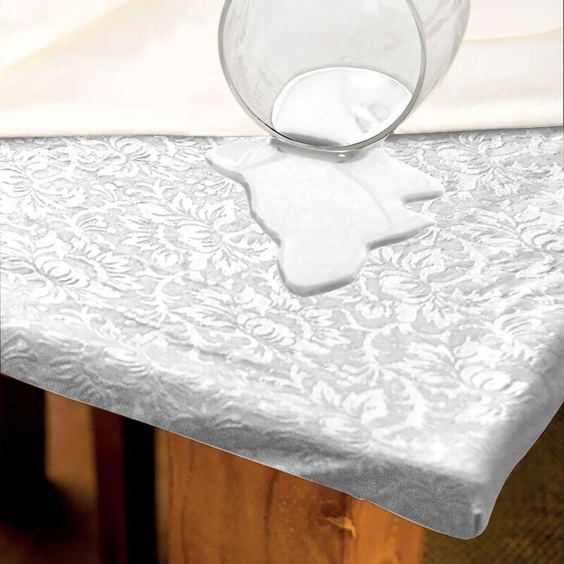 Ladelle Fitted Table Protector White 107x214cm