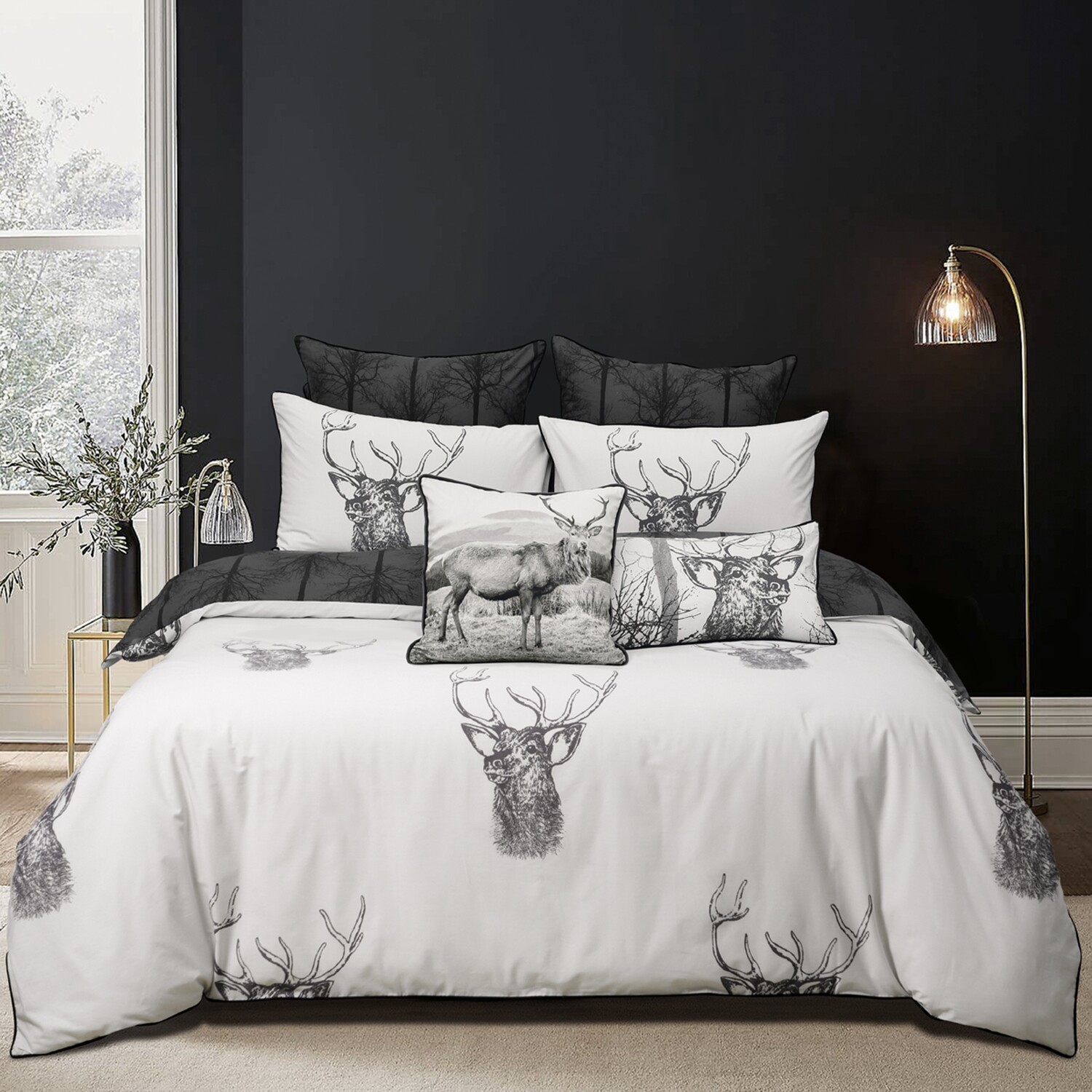 Alpine Stag Quilt Cover Set Taupe: Queen