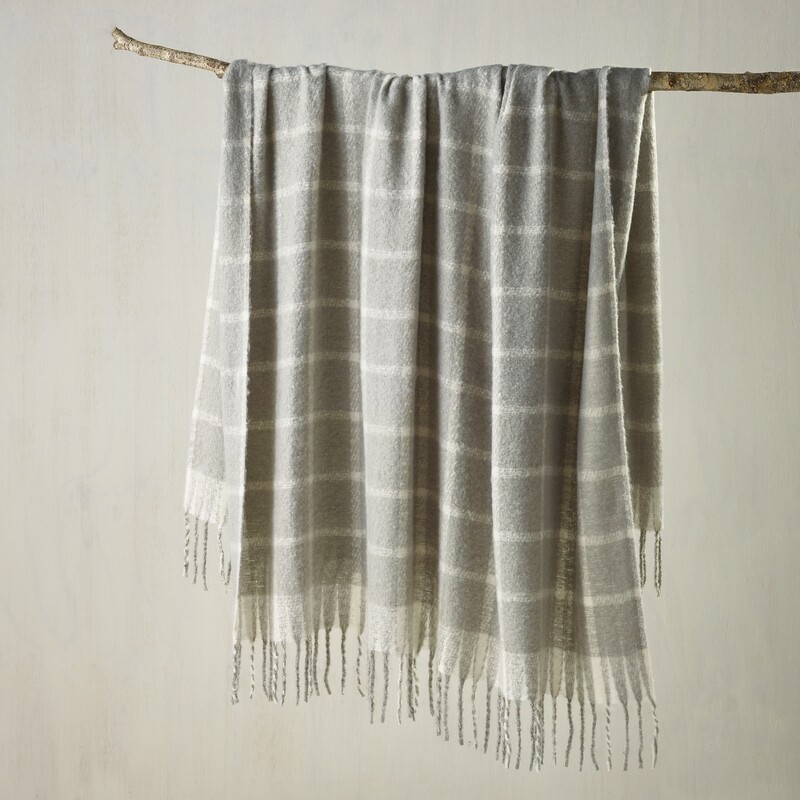 Bianca Maldon Faux Mohair Throw Rug: Silver