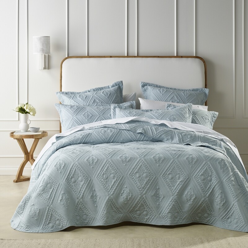 Aspen Bedspread Set Sky Blue: Queen