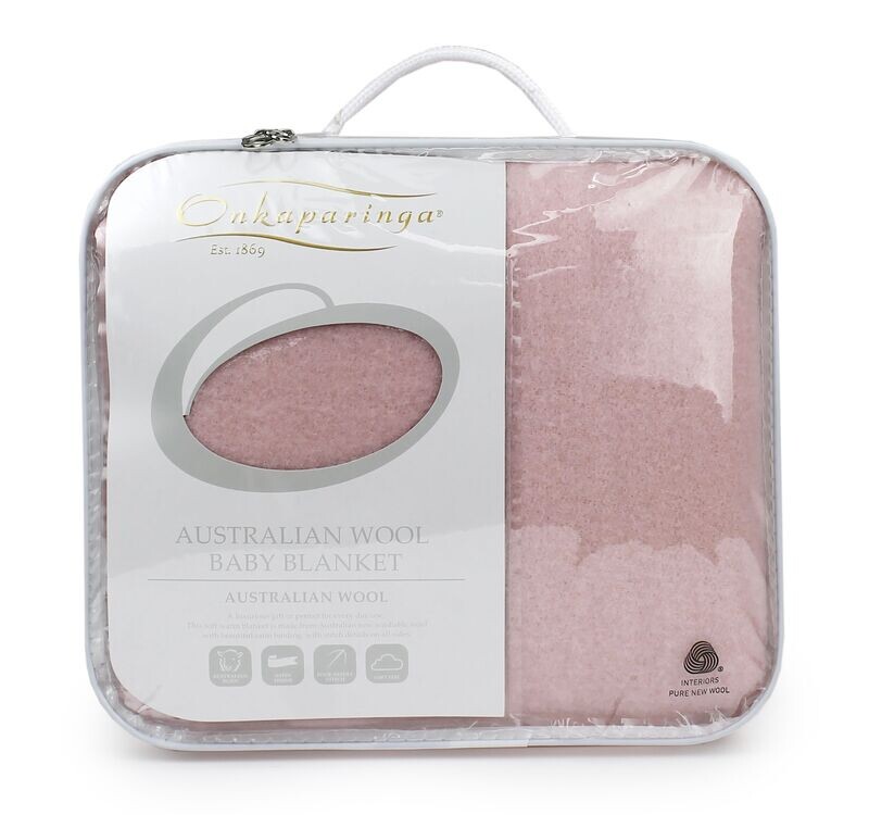 Australian Wool Baby Cot Blanket: Pink