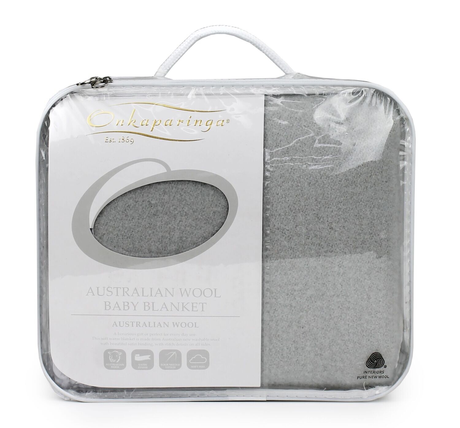 Australian Wool Baby Cot Blanket: Silver