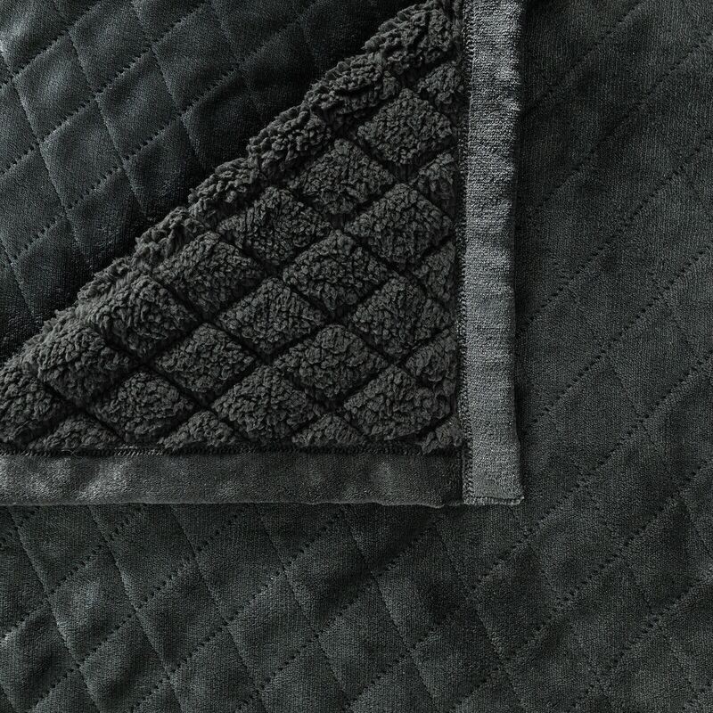 Mansfield Charcoal Sherpa Blanket Queen/King