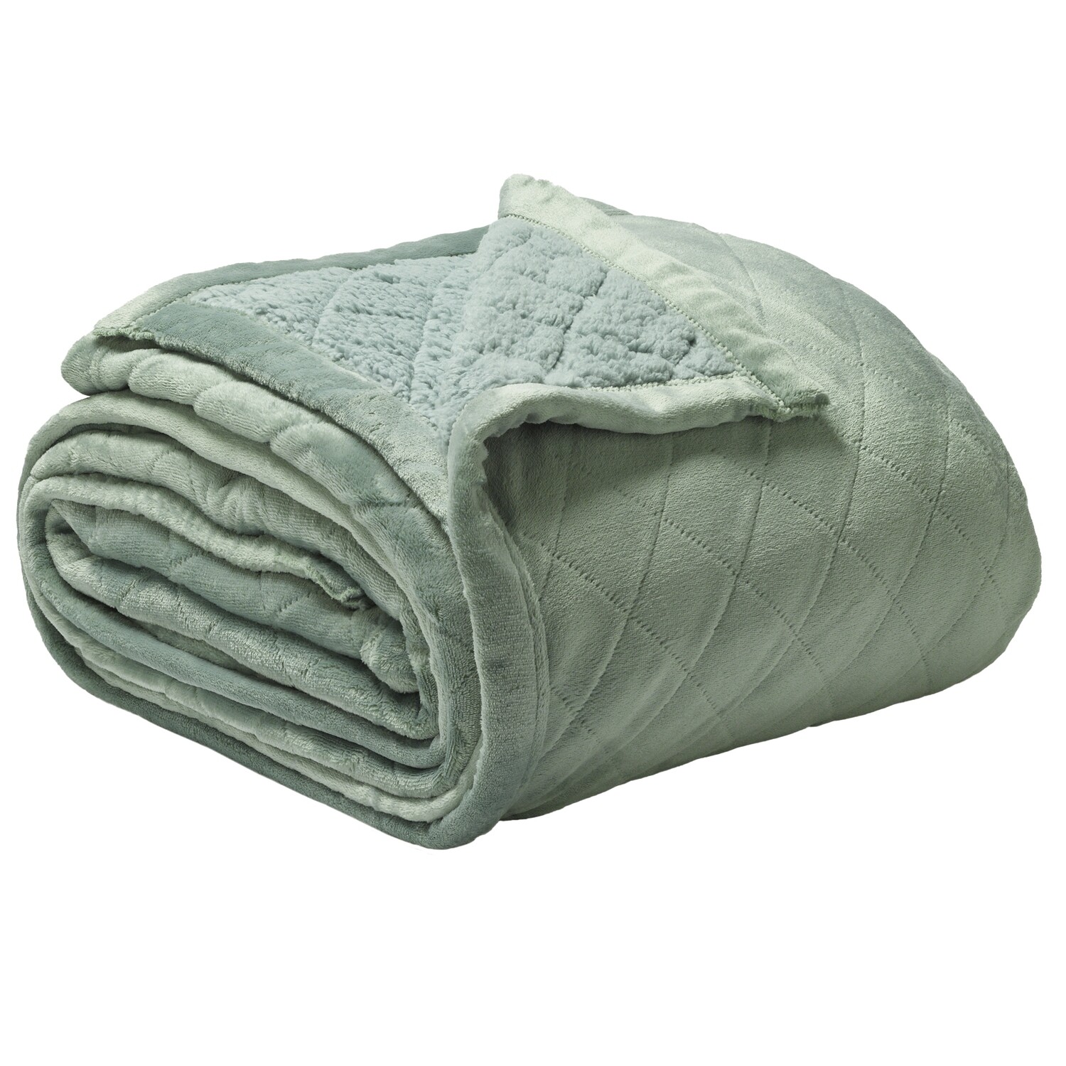 Mansfield Sage Sherpa Blanket: Single/Double