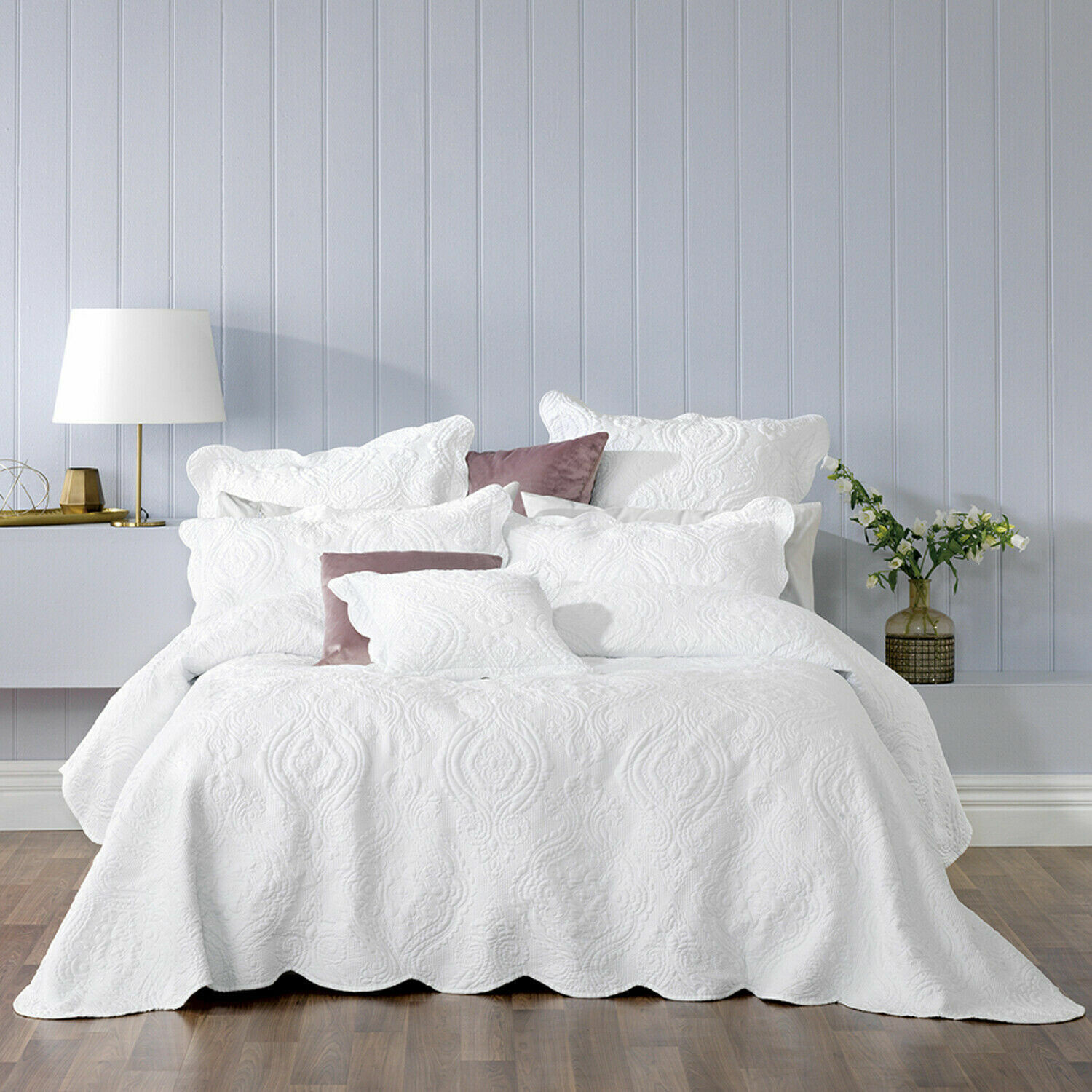 Bianca Cordelia Bedspread Set White: Queen