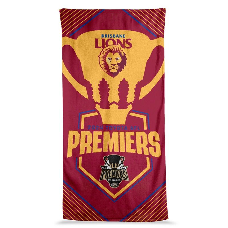 Brisbane Lions 2024 Premiers Logo Beach Towel