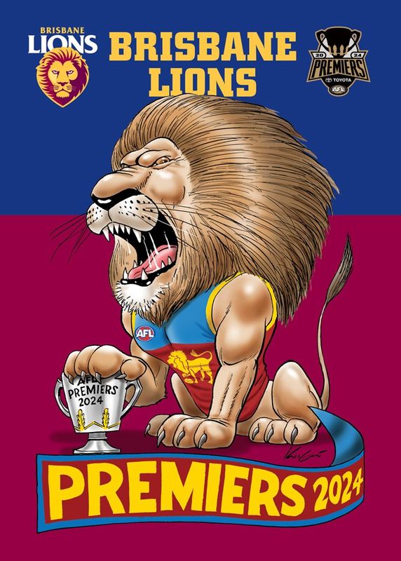 Brisbane Lions 2024 Premiers Logo Beach Towel