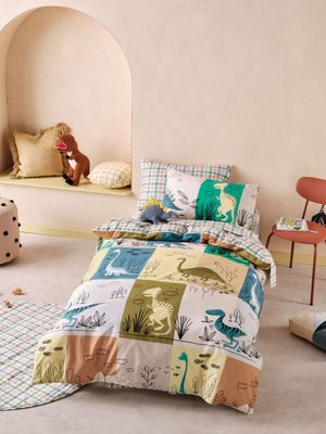 Linen House Kids Prehistoric Patchwork Quilt Cover Set: Single