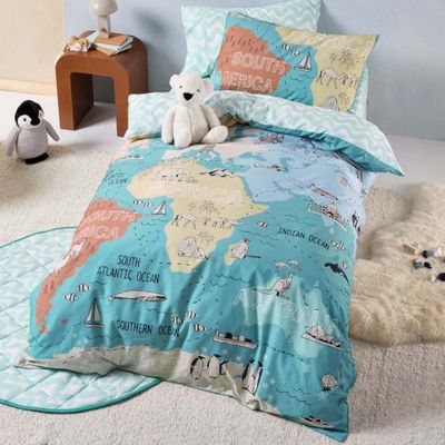 Linen House Kids Atlas Quilt Cover Set: Queen