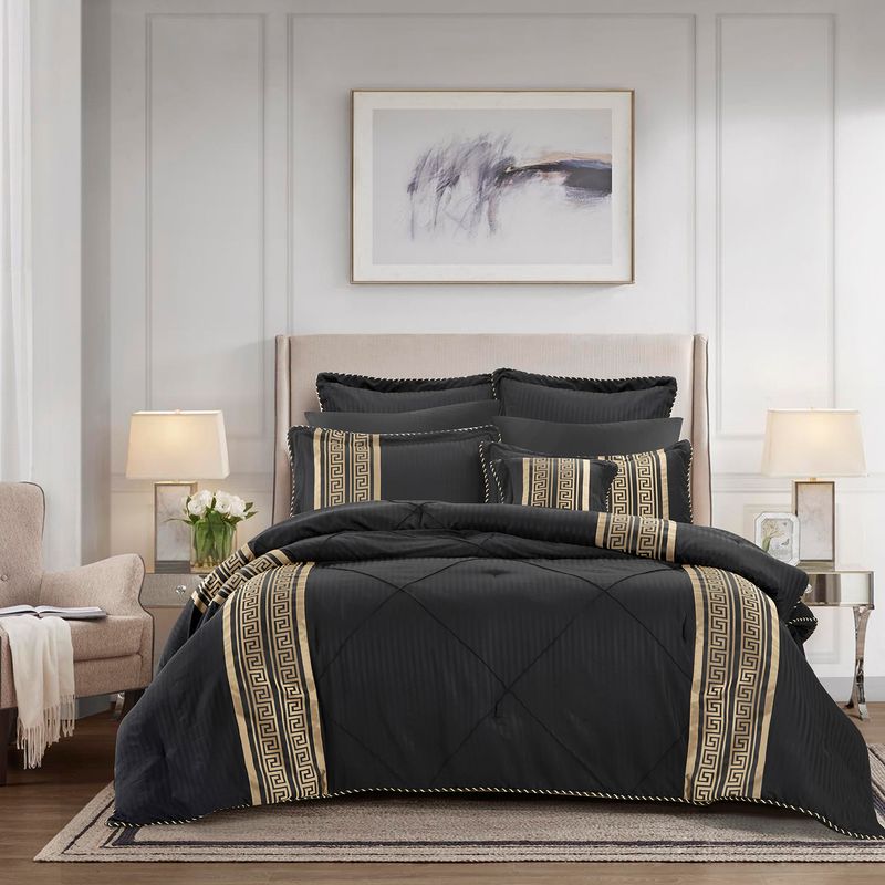Bianca Raffaello Comforter Set Black: Super King