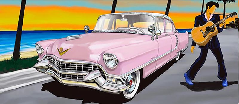 Elvis with 1955 Pink Cadillac Bar Runner 🇦🇺 Made