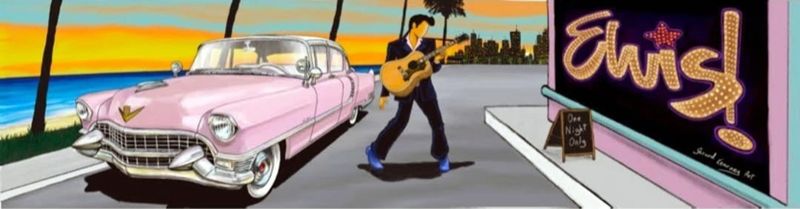 Elvis with 1955 Pink Cadillac Bar Runner 🇦🇺 Made