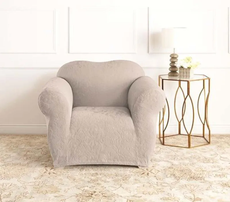 Surefit Stretch Jacquard Damask Slipcover – Oyster (1 Seater)