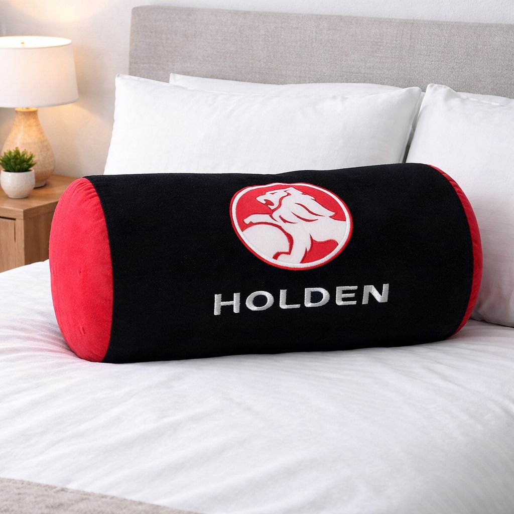 Holden Logo Decorative Neck Roll Cushion – Black/Red