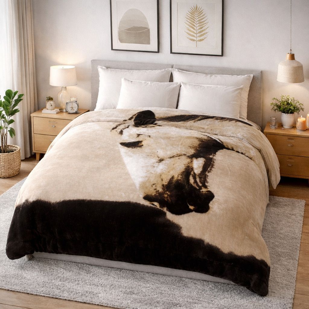 Just Home Dapple Horse Mink Blanket: Queen