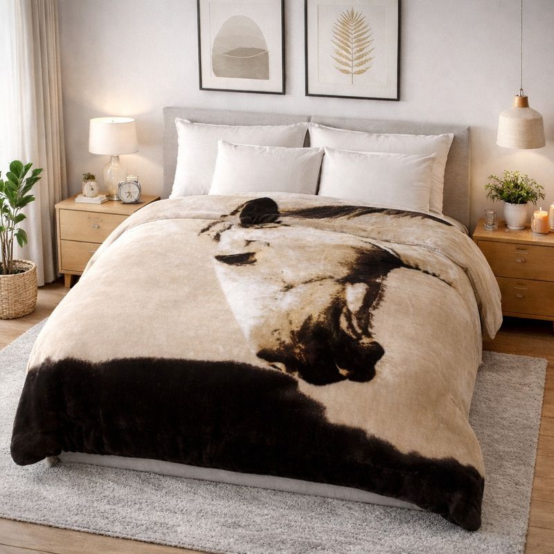 Just Home Dapple Horse Mink Blanket: Queen