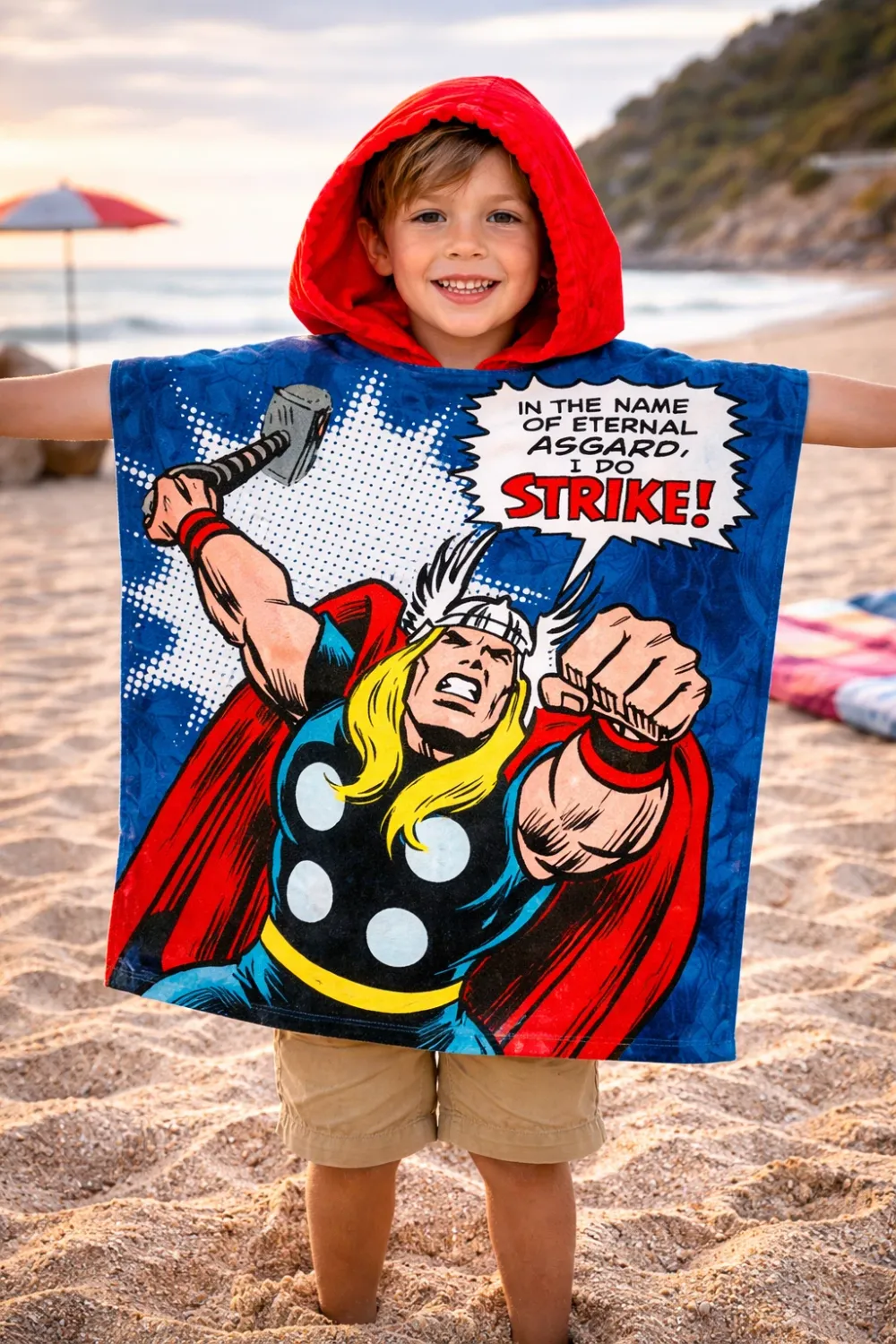 Marvel Avengers Retro Comics Thor &amp; Iron Man Hooded Towel