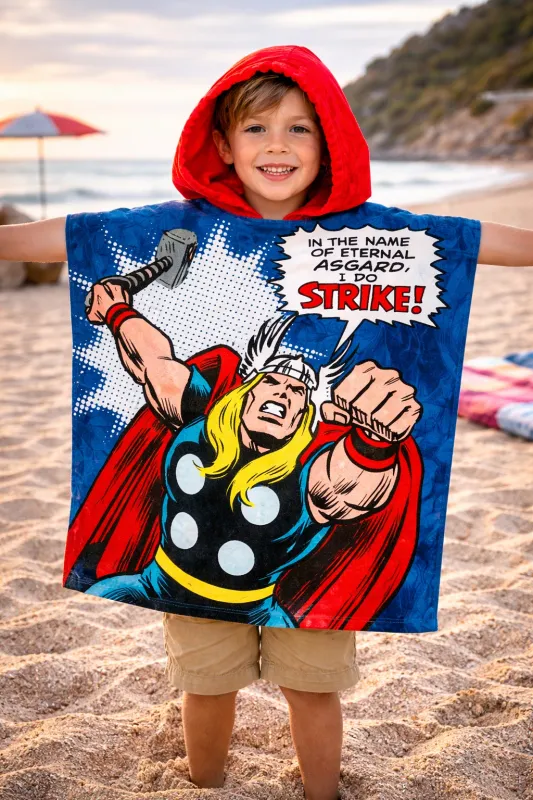 Marvel Avengers Retro Comics Thor &amp; Iron Man Hooded Towel