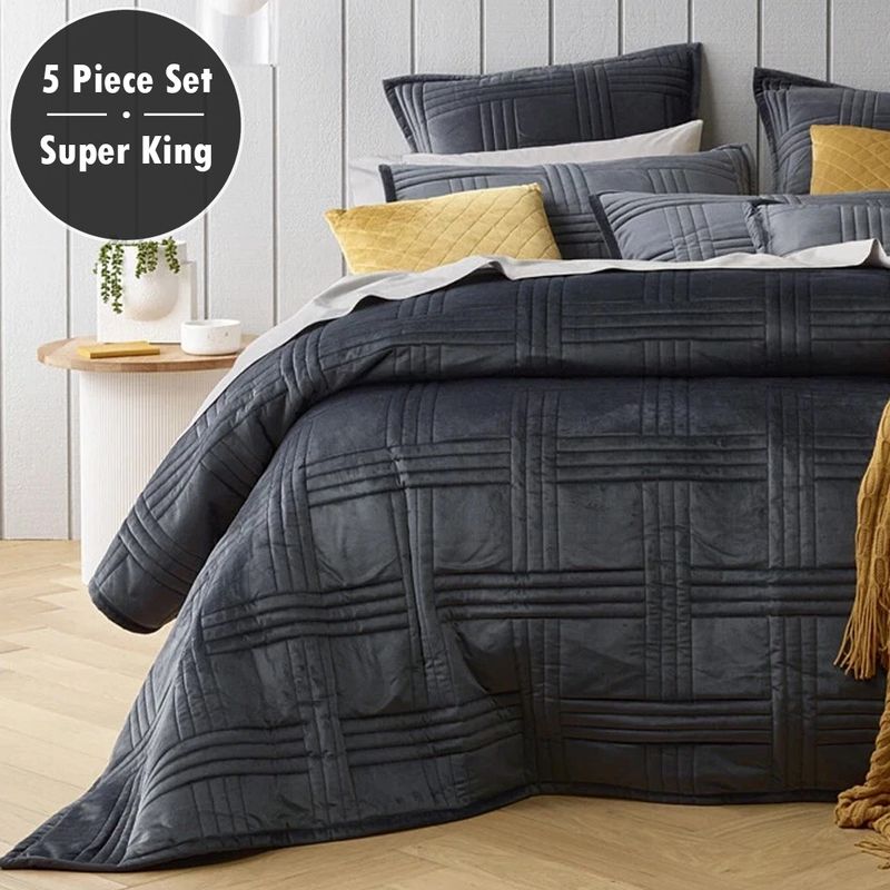 Bianca Dayton Charcoal Coverlet: 5pc Super King Bianca Dayton Charcoal Coverlet: 5pc Super King