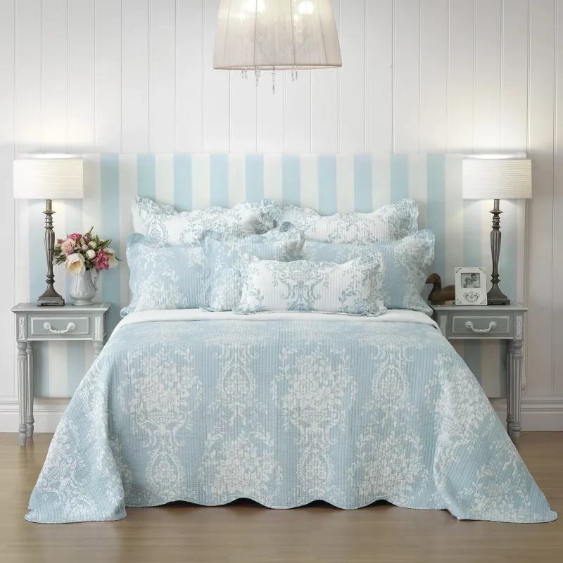 Bianca Florence Blue Bedspread Set: King