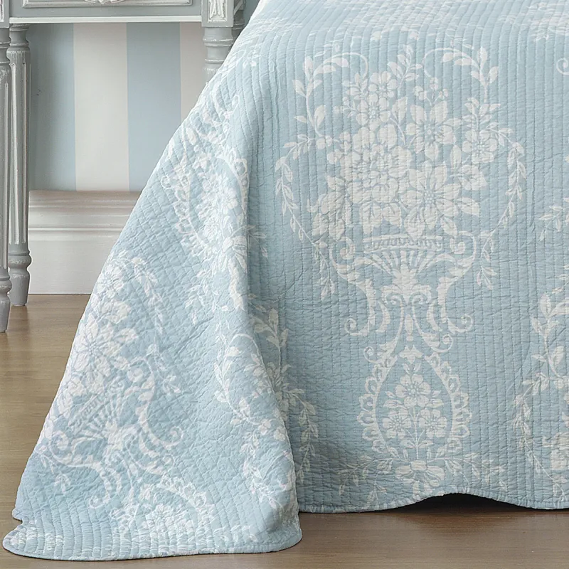 Bianca Florence Blue Bedspread Set: King