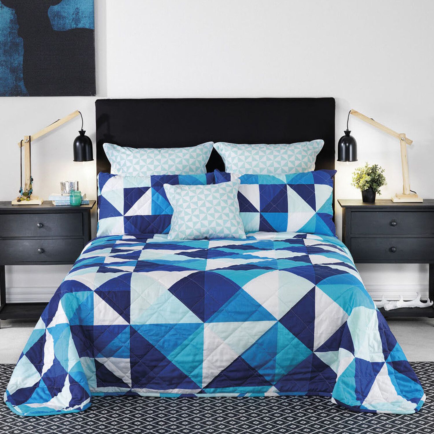 Bianca Cruze Blue Single Bed Bedspread – 100% Cotton Chenille