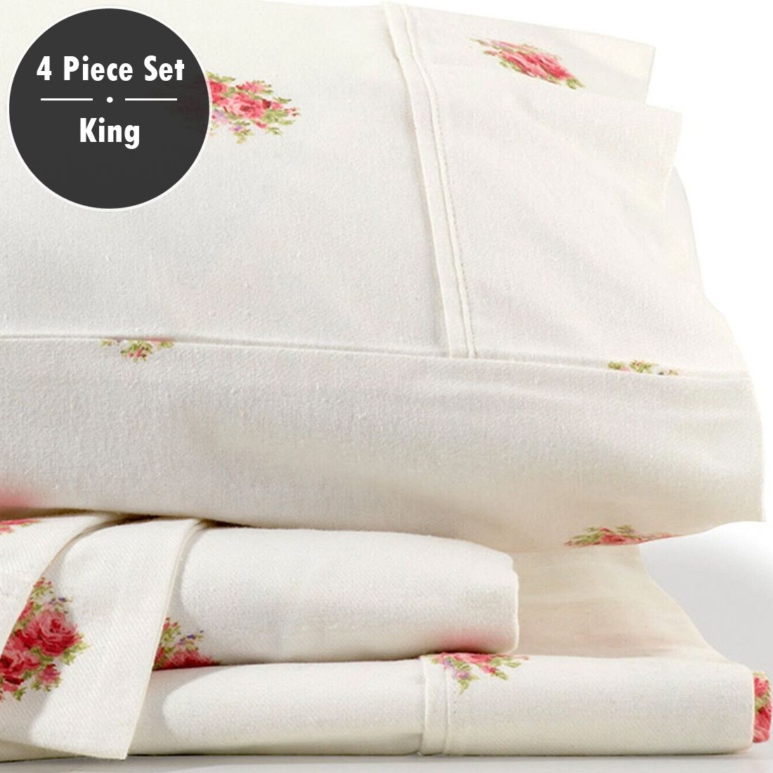French Bouquet King Flannelette Sheet Sets