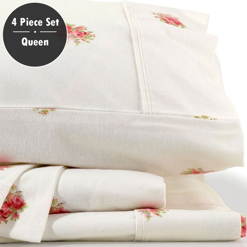French Bouquet Queen Flannelette Sheet Sets