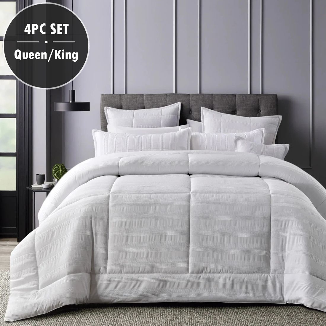 Bianca Porter Comforter Set White Queen/King