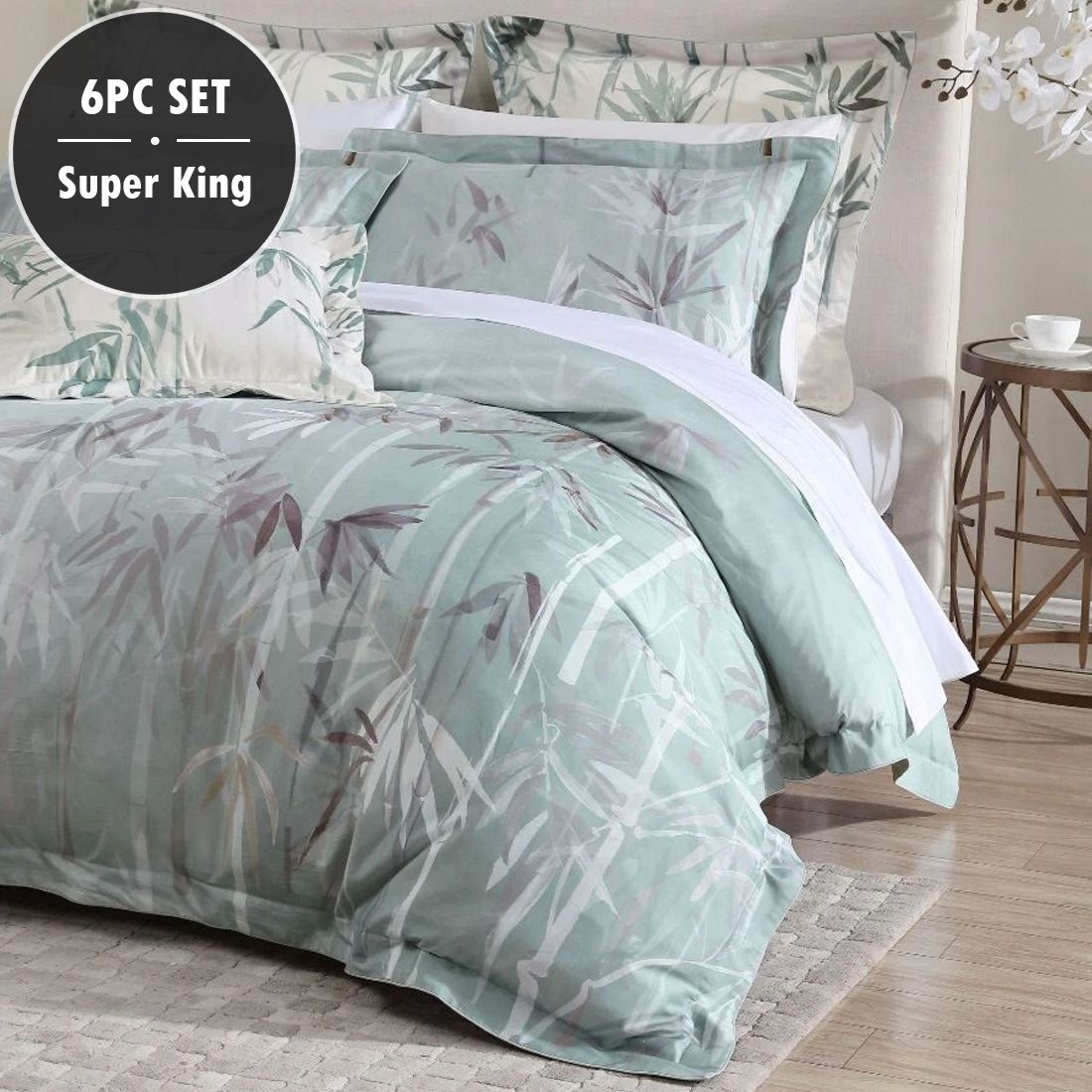 Grace By Linen House Bamboo Florette Quilt Cover Set –  Super King 5 pc