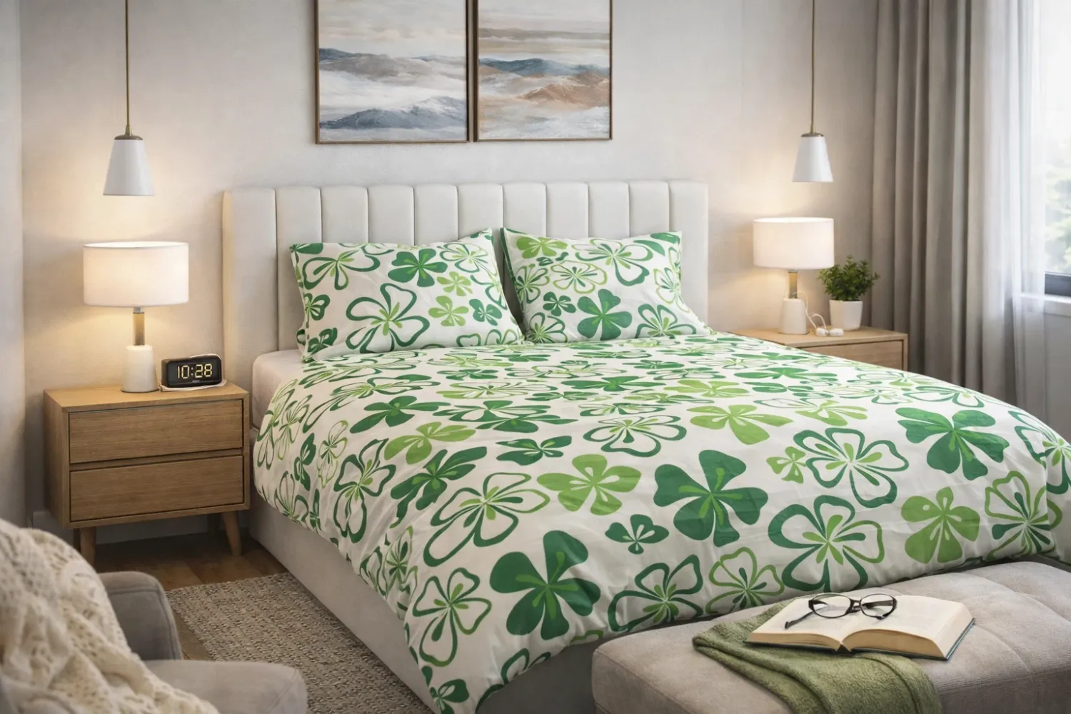 Just Home Jardin Green Quilt Cover Set: Queen