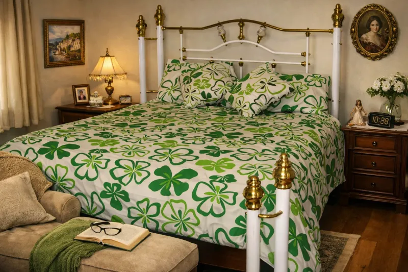 Just Home Jardin Green Quilt Cover Set: Queen