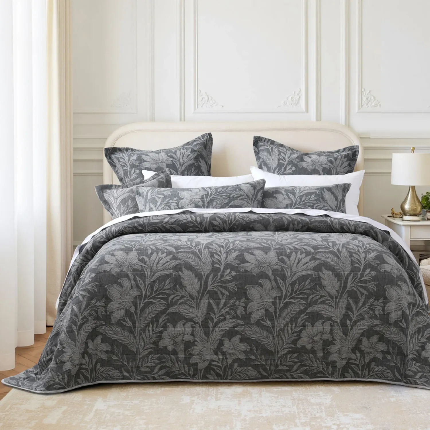 Bianca Maidstone Grey Bedspread Set: Super King