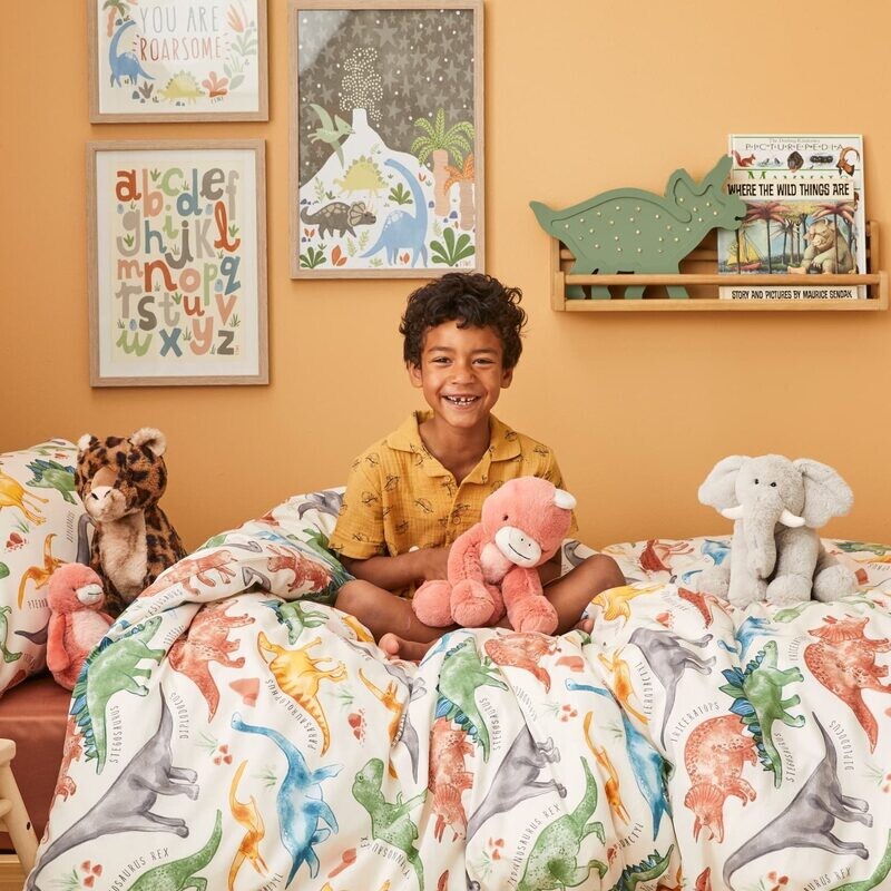 Jiggle &amp; Giggle Prehistoric Quilt Cover Set: Queen