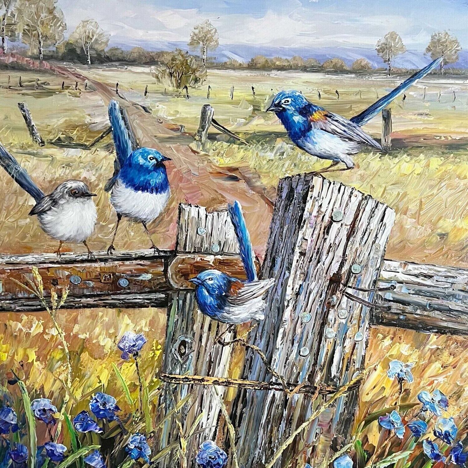 Decor Dreams Blue Wren "Country Meeting" Polar Fleece Blanket